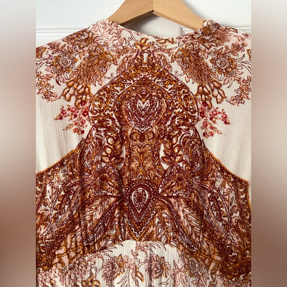 Free People Lady Luck Floral Boho Babydoll Blouse - sz M - Picture 3 of 10